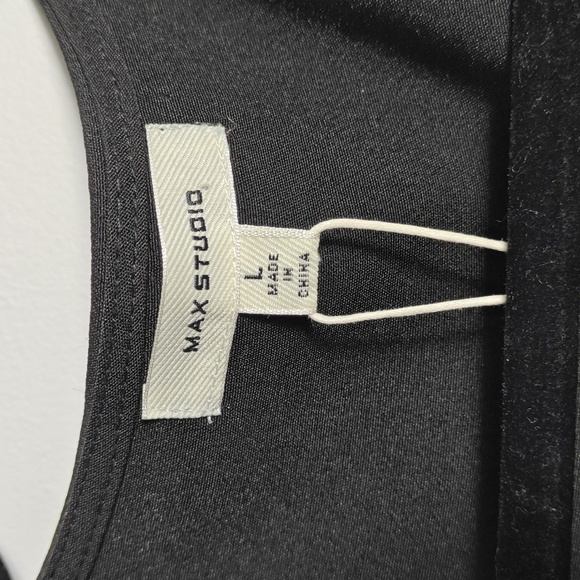 MAX STUDIO NWT Elegant Black Sleeveless Faux Wrap Dress w/ Buttons Size Large - Picture 2 of 15